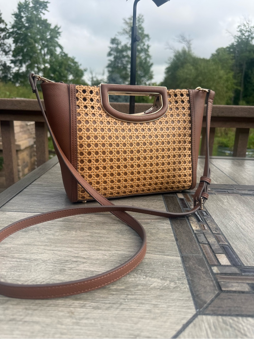 NWOT Anne Klein Caning Small Satchel Bag Crossbody - Picture 2 of 9